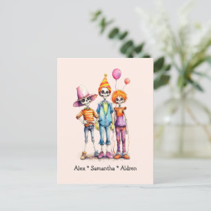Adorable Pastel Zombie Trio - Niedliches Halloween Postkarte