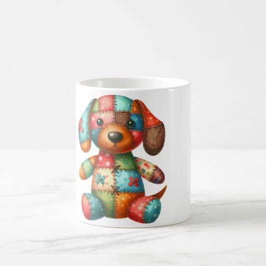 Adorable Patchwork Dog #11 Digitale Kunst Kaffeetasse (Mittel)