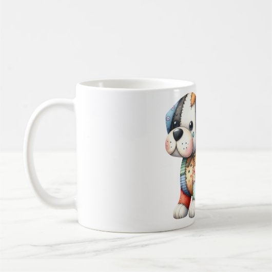 Adorable Patchwork Dog #12 Digitale Kunst Kaffeetasse (Links)