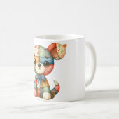 Adorable Patchwork Dog #5 Digitale Kunst Kaffeetasse (VorderseiteRechts)