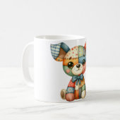 Adorable Patchwork Dog #5 Digitale Kunst Kaffeetasse (Vorderseite Links)