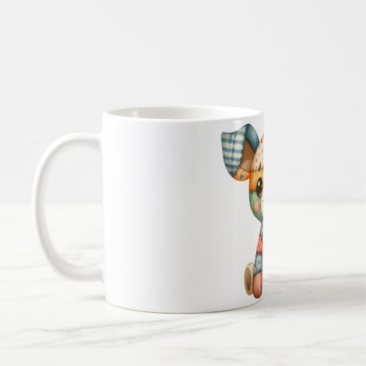 Adorable Patchwork Dog #5 Digitale Kunst Kaffeetasse (Links)