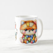 Adorable Patchwork Hunde Design Art Kaffeetasse (VorderseiteRechts)