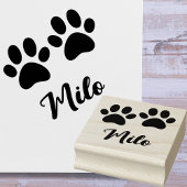 Adorable Paw Prints mit Individuelle Name Milo Gummistempel