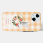Adorable Peach Check Rose Wreath White Dove Bible  Case-Mate iPhone Hülle (Rückseite (Horizontal))