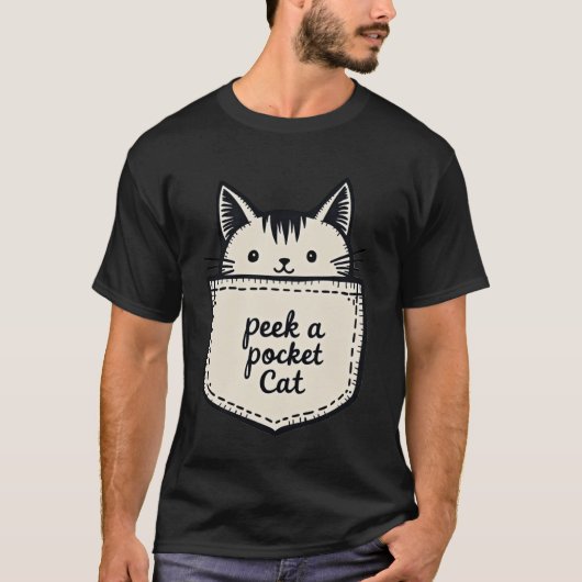 Adorable Peek-a-Pocket Cat Peeking Cute Feline T-Shirt (Vorderseite)