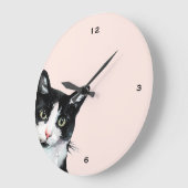 Adorable Peeking Cat Blush Clock Große Wanduhr (Winkel)