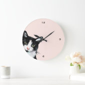 Adorable Peeking Cat Blush Clock Große Wanduhr (Zuhause)