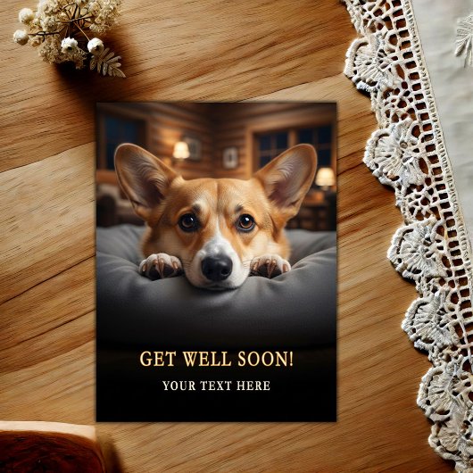 Adorable Pembroke Welsh Corgi Get Well Postkarte