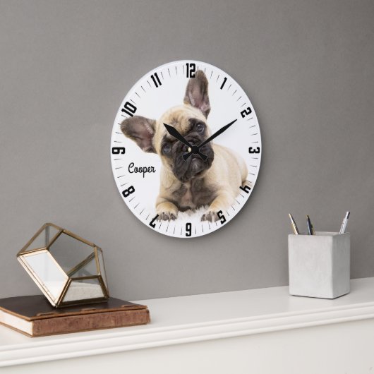 Adorable Personalisiert Hunde Foto Große Wanduhr (Büro)