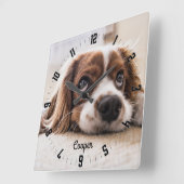 Adorable Personalisiert Hunde Foto Quadratische Wanduhr (Winkel)