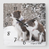 Adorable Personalisiert Hunde Foto Quadratische Wanduhr (Vorderseite)