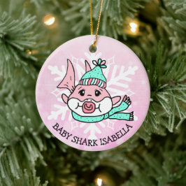 Adorable Personalisierte Babyhaie und Schneeflocke Keramik Ornament