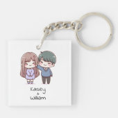 Adorable Personalisierte Chibi-Style Couple Schlüsselanhänger (Rückseite)
