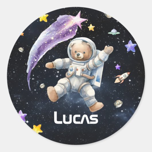 Adorable Personalisierte galaktische Party-Aufkleb Runder Aufkleber (Vorderseite)