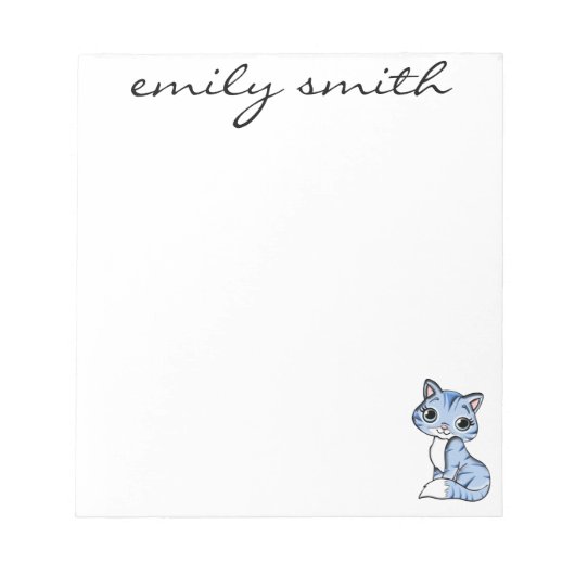 Adorable Personalisierte Katze und Name hinzufügen Notizblock (Vorderseite)