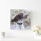 Adorable Personalized Dog Pet Photo Quadratische Wanduhr (Zuhause)