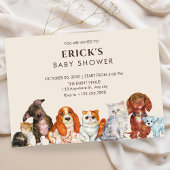 Adorable pet, dog and cat baby shower einladung