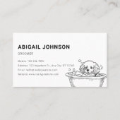 Adorable Pet Grooming Hand Drawn Hund in der Badew Visitenkarte (Rückseite)