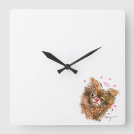 Adorable Pet - thematisierte quadratische Wall-Uhr Wanduhr