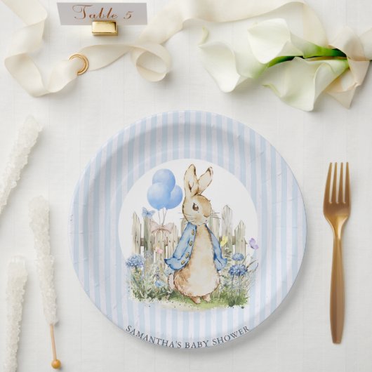 Adorable Peter Rabbit Baby Shower Boy Pappteller (Hochzeit)