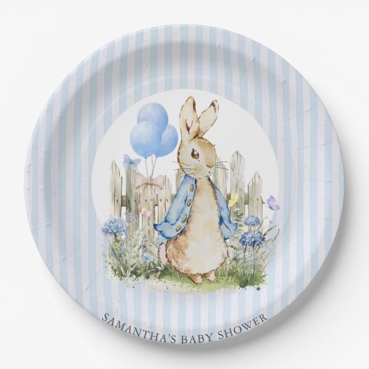 Adorable Peter Rabbit Baby Shower Boy Pappteller (Vorderseite)