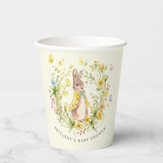 Adorable Peter Rabbit Wildblume Kinderdusche Pappbecher (Vorderseite)