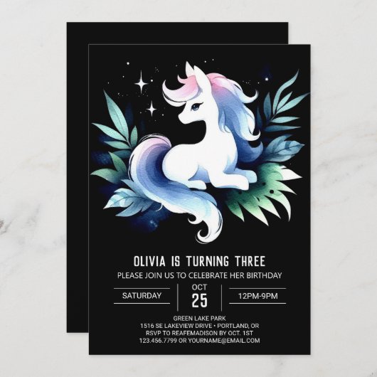 Adorable Pferd Geburtstag Einladung (Vorne/Hinten)