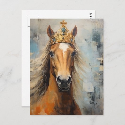 Adorable Pferd in einer Krone Postkarte (Vorne/Hinten)