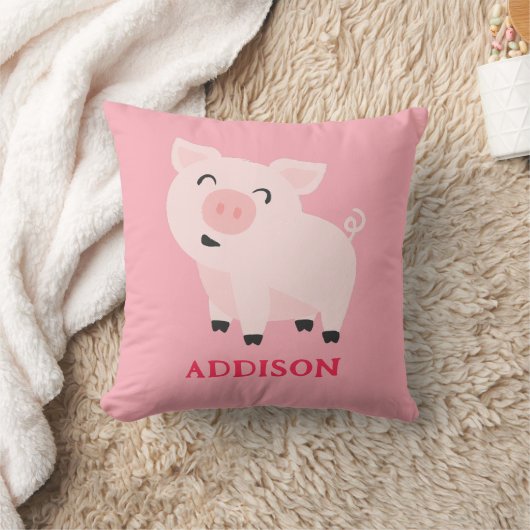Adorable Pig Farm Tier Floral Personalisiert Kissen (Decke)