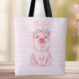 Adorable Pig Rosa Streifen Tasche