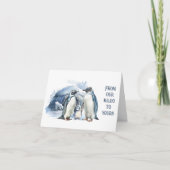 Adorable Pinguin Familie Unser Iglu zu dir Dankeskarte (Vorderseite)