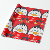 Adorable Pinguin Holding Be Mine Herz Geschenkpapier (Ungerollt)