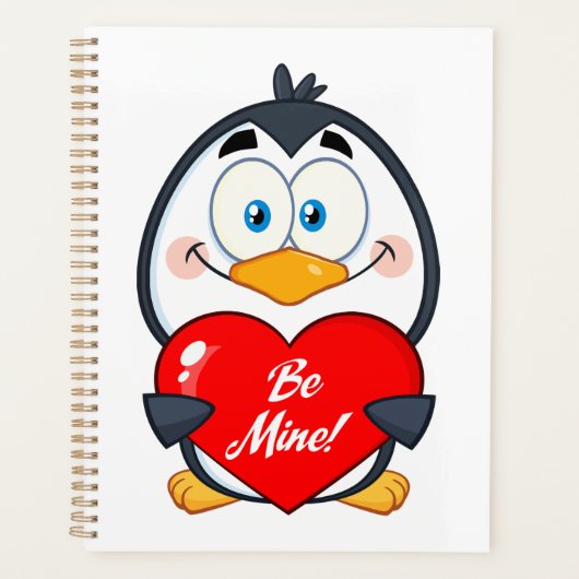 Adorable Pinguin Holding Be Mine Herz Planer (Vorderseite)