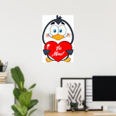 Adorable Pinguin Holding Be Mine Herz Poster (Heimbüro)