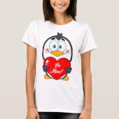 Adorable Pinguin Holding Be Mine Herz T-Shirt (Vorderseite)