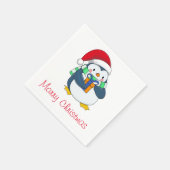 Adorable Pinguin in Weihnachtshut mit Geschenk Nap Serviette (Ecke)