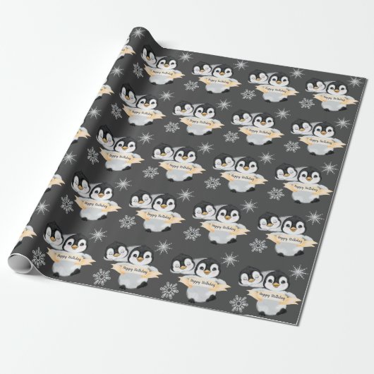 Adorable Pinguin Kids Boy Girl Happy Birthday Geschenkpapier (Ungerollt)