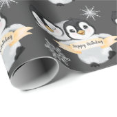 Adorable Pinguin Kids Boy Girl Happy Birthday Geschenkpapier (Rolleneckpunkt)