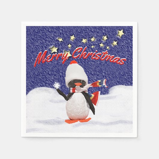 Adorable Pinguin Ornament Adventure Park Serviette (Vorderseite)