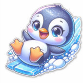 Adorable Pinguin Sliding on Ice Aufkleber (Vorderseite)