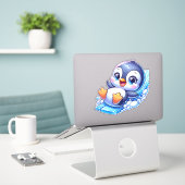 Adorable Pinguin Sliding on Ice Aufkleber (Laptop auf Schreibtisch)