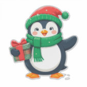 Adorable Pinguin zu Weihnachten verkleidet Aufkleber (Vorderseite)