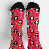 Adorable Pinguine auf rosa Weihnachten Socken (Oben)