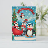 Adorable Pinguine Einladung (Stehend Vorderseite)