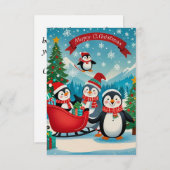 Adorable Pinguine Einladung (Vorne/Hinten)