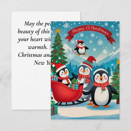 Adorable Pinguine Einladung (Vorne/Hinten)