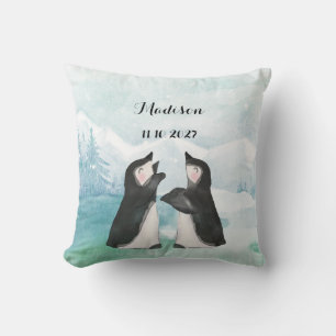 Adorable Pinguine im Schnee Landschaftsbaby Kissen