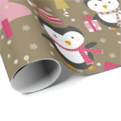 Adorable Pinguine Rosa Weihnachtsbaumen Kinder Wei Geschenkpapier (Rolleneckpunkt)