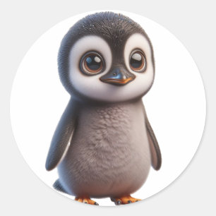 Adorable Pinguinfigur Illustration - Charme Runder Aufkleber